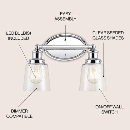 Applique murale à DEL Sandrine à 3 ampoules en fer et verre grainé, style cottage classique, par JONATHAN Y