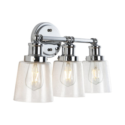 Applique murale à DEL Sandrine à 3 ampoules en fer et verre grainé, style cottage classique, par JONATHAN Y