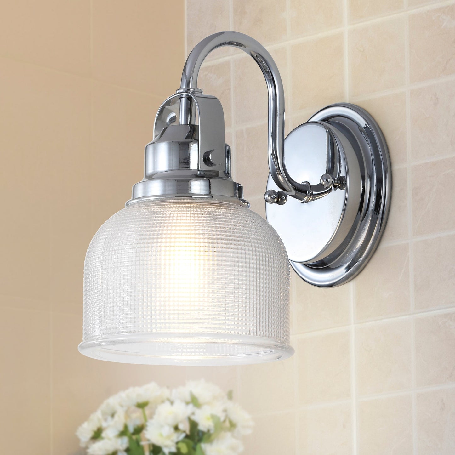 Applique de vanité à LED Shirley en métal/verre, par JONATHAN Y