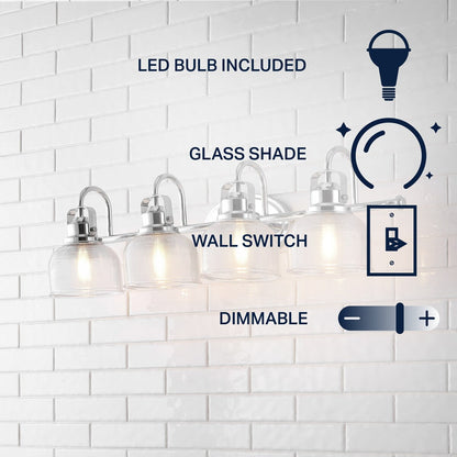 Applique de vanité à LED Shirley en métal/verre, par JONATHAN Y