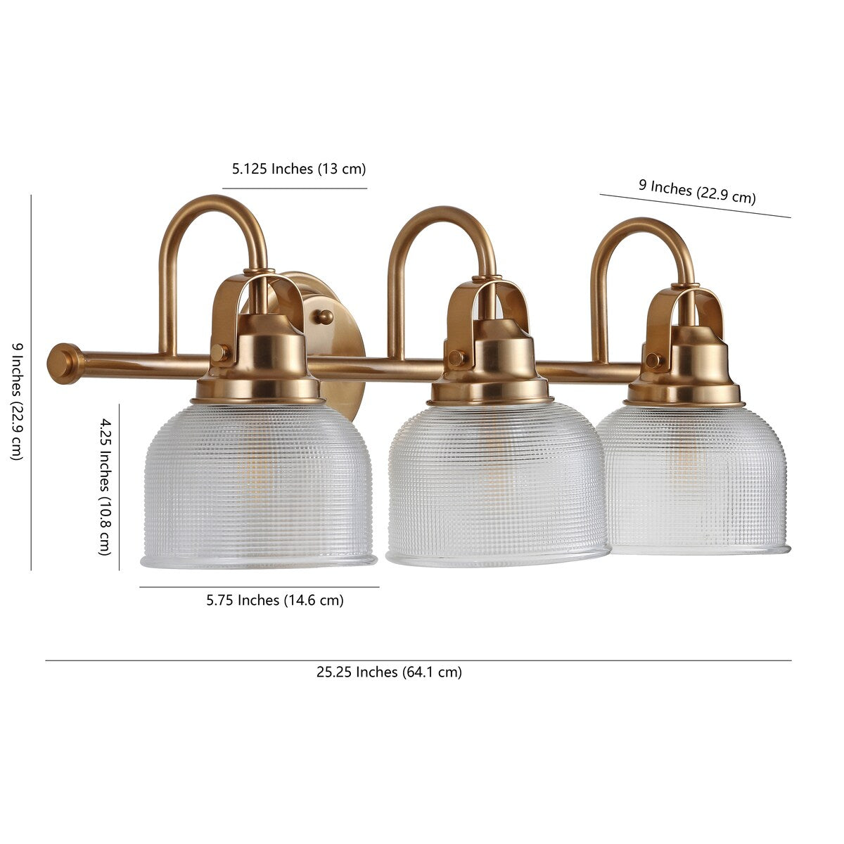 Applique de vanité à LED Shirley en métal/verre, par JONATHAN Y