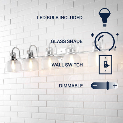 Applique de vanité à LED Shirley en métal/verre, par JONATHAN Y