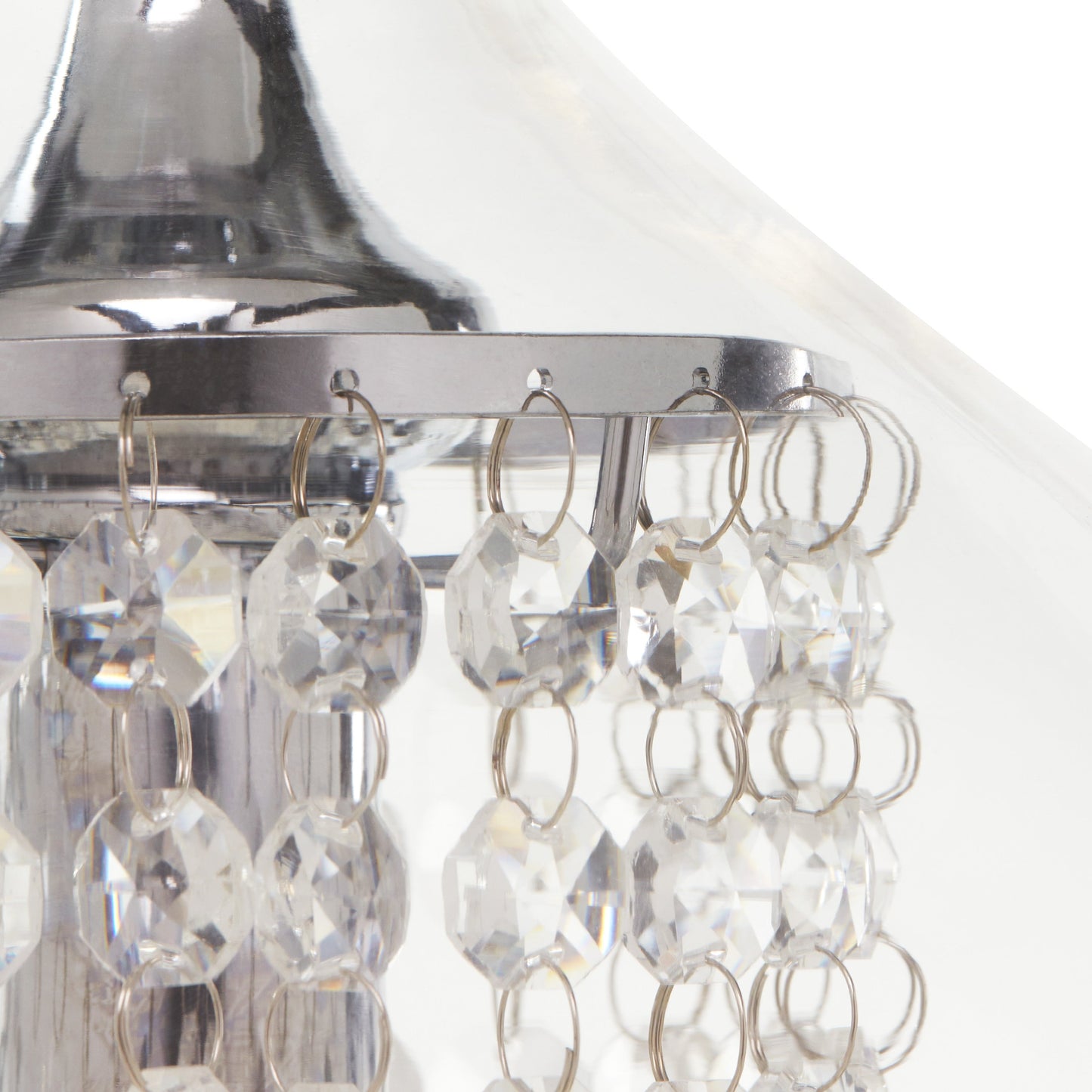 Pendentif suspendu en verre et cristal à facettes en forme d'orchidée argentée Wallock, à brancher ou à câblé