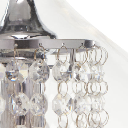 Pendentif suspendu en verre et cristal à facettes en forme d'orchidée argentée Wallock, à brancher ou à câblé