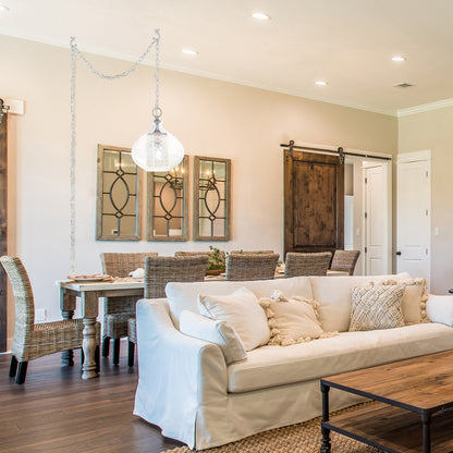 Pendentif suspendu en verre et cristal à facettes en forme d'orchidée argentée Wallock, à brancher ou à câblé