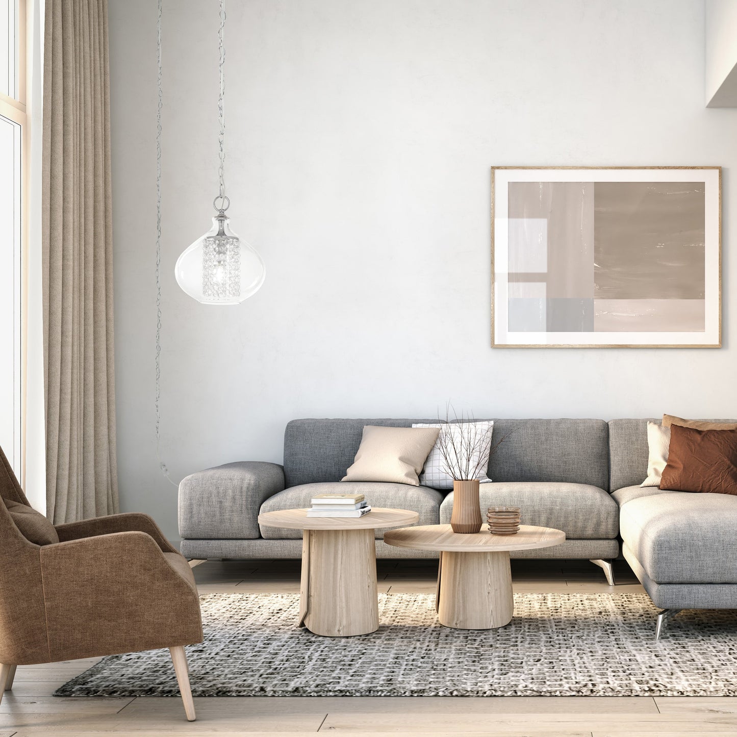 Pendentif suspendu en verre et cristal à facettes en forme d'orchidée argentée Wallock, à brancher ou à câblé