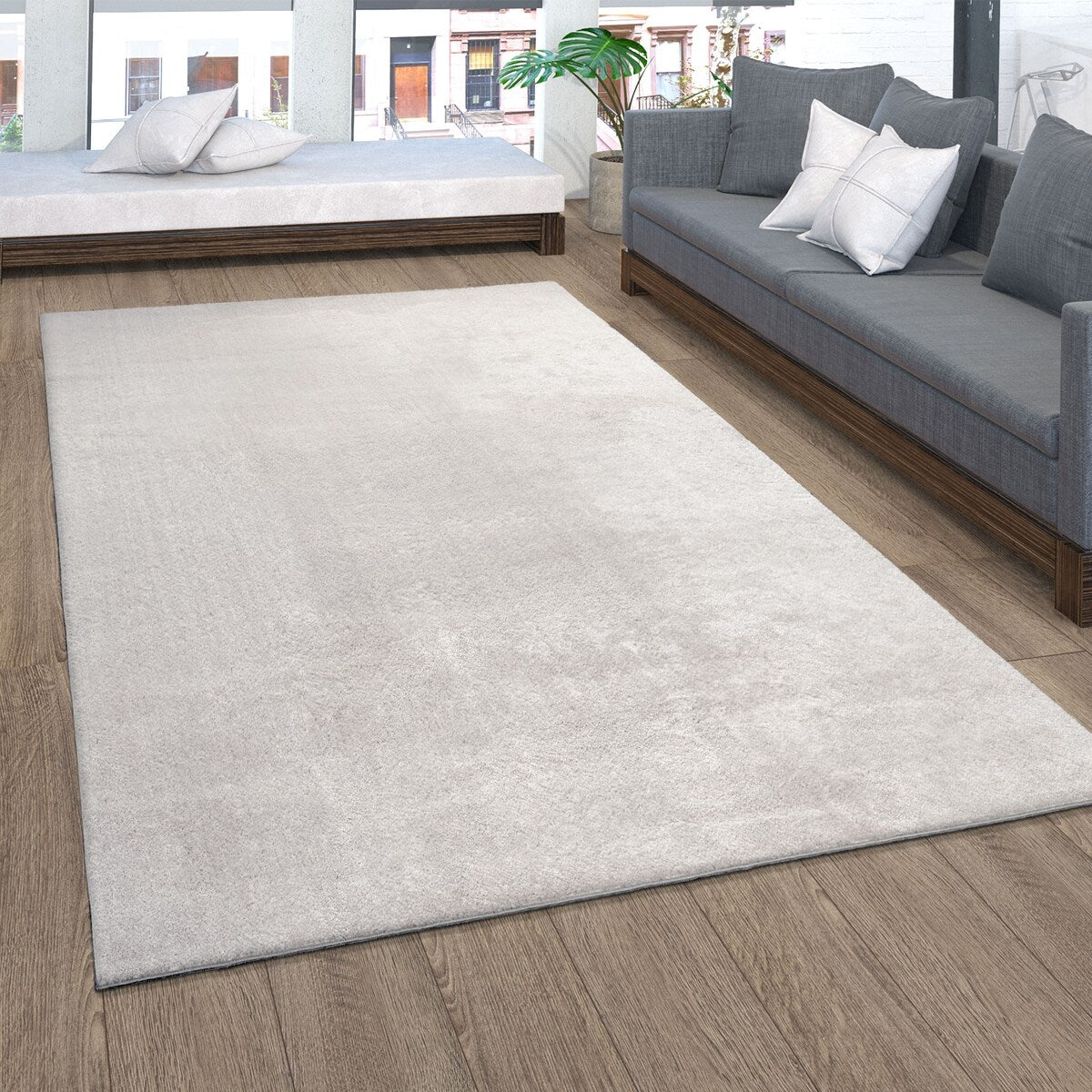 Tapis doux et lavable avec envers antidérapant, couleurs unies