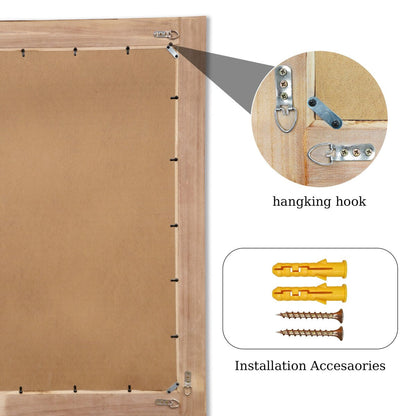 Miroir de salle de bain plat avec cadre en bois massif