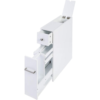 Meuble de rangement de salle de bain Spirich Home Slim, porte-papier toilette autoportant, meuble de salle de bain avec tiroir coulissant