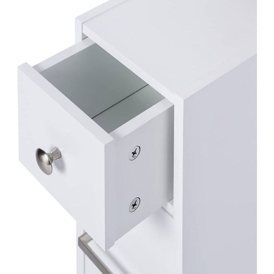 Meuble de rangement de salle de bain Spirich Home Slim, porte-papier toilette autoportant, meuble de salle de bain avec tiroir coulissant