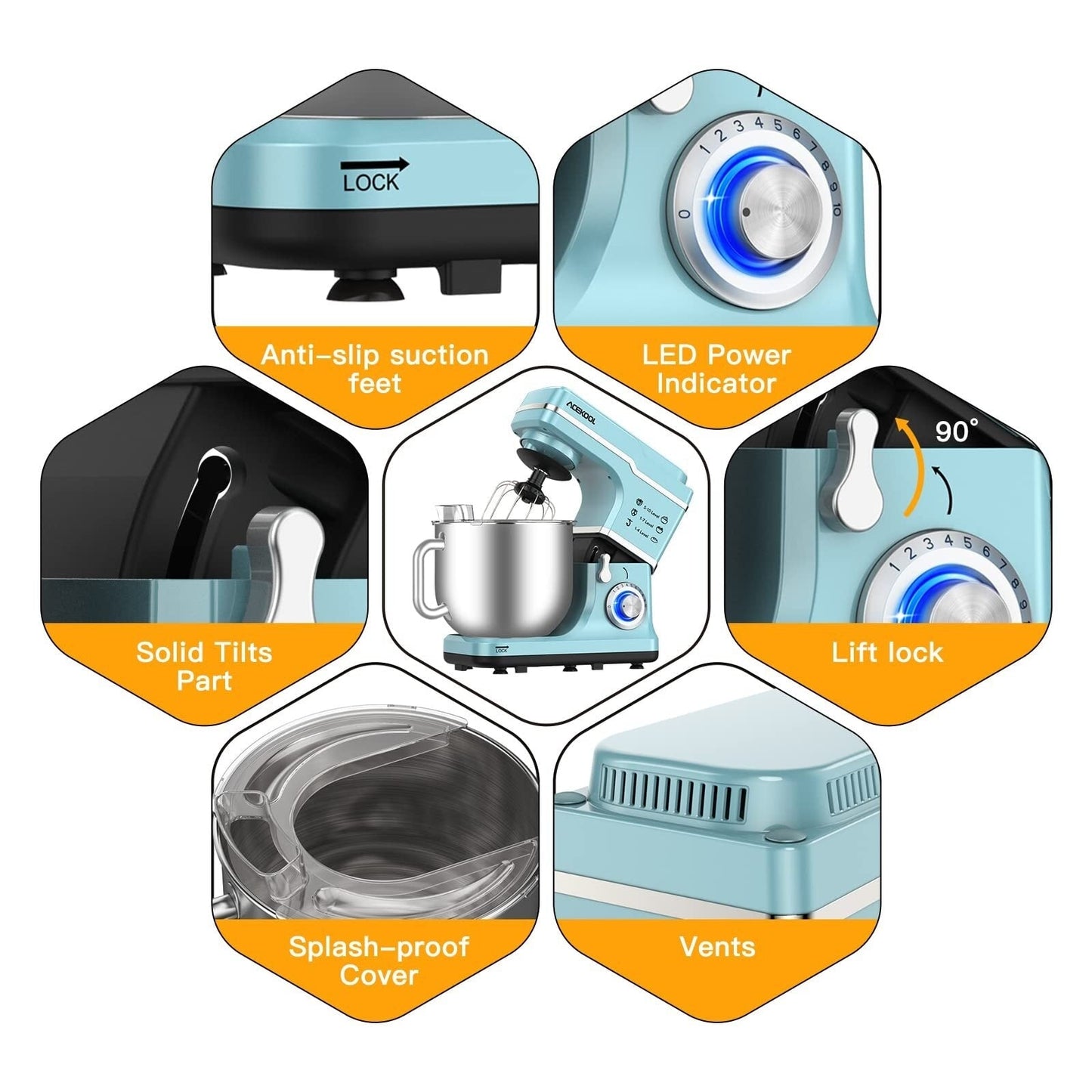 Batteur sur socle - Capacité de 7,5 pintes, 10 vitesses, moteur de 660 W