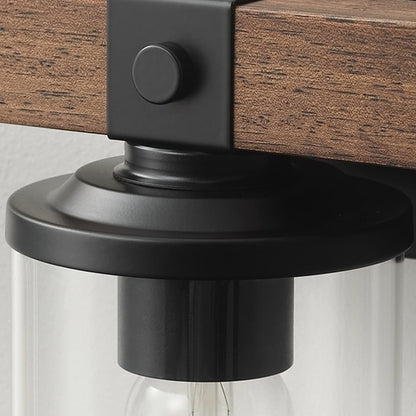 Applique murale de salle de bain Starsky 2/3/4 lumières, style ferme moderne, à intensité variable, en verre avec abat-jour cylindrique transparent