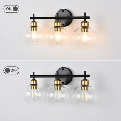 Applique de salle de bain moderne Starsky à 4 lumières et intensité variable avec abat-jour en verre globe