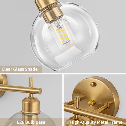 Applique de salle de bain moderne Starsky à 4 lumières et intensité variable avec abat-jour en verre globe