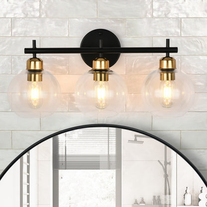 Applique de salle de bain moderne Starsky à 4 lumières et intensité variable avec abat-jour en verre globe