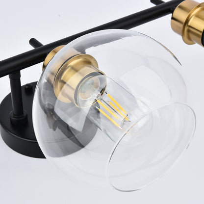 Applique de salle de bain moderne Starsky à 4 lumières et intensité variable avec abat-jour en verre globe