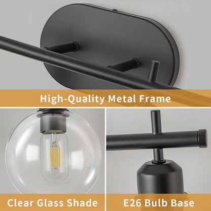 Applique de salle de bain moderne Starsky à 4 lumières et intensité variable avec abat-jour en verre globe