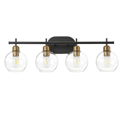 Applique de salle de bain moderne Starsky à 4 lumières et intensité variable avec abat-jour en verre globe