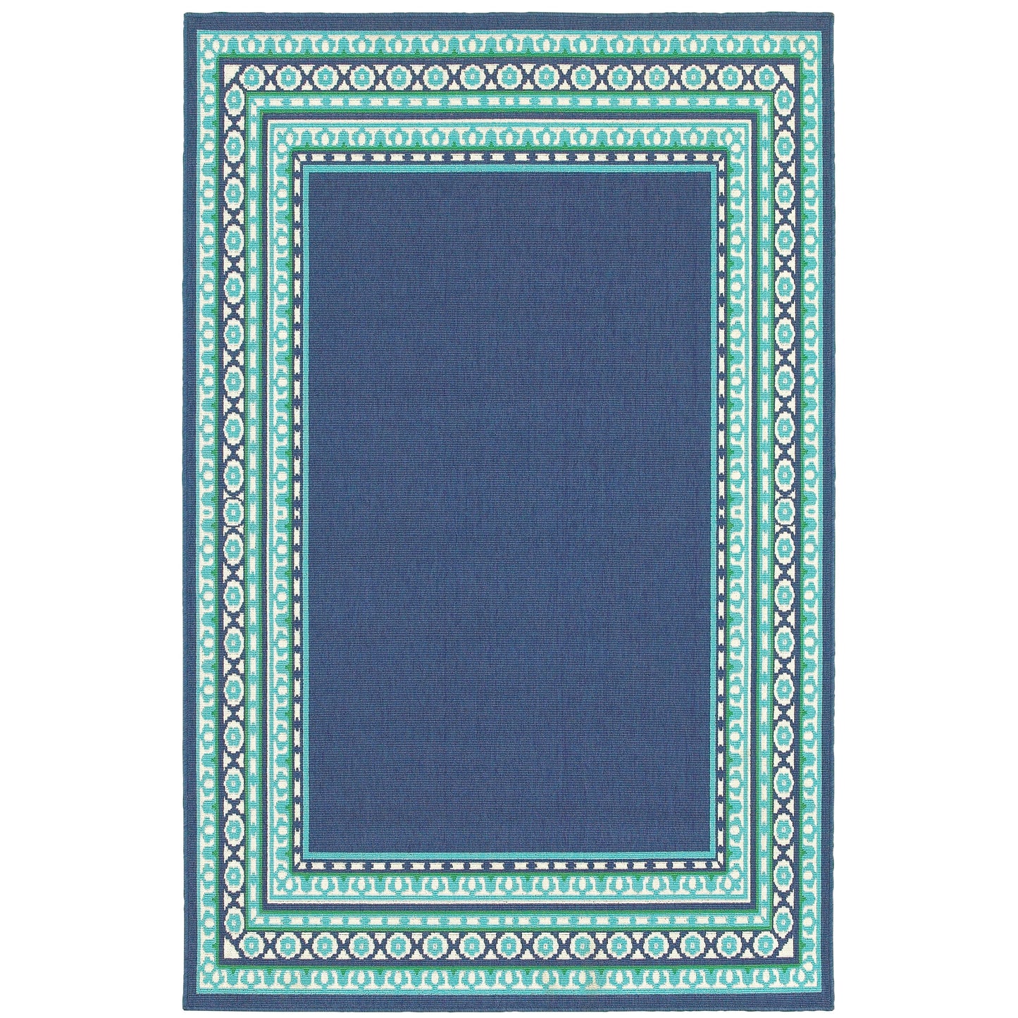 Tapis d'intérieur/extérieur Style Haven Martinque à bordure verte bleu marine ~