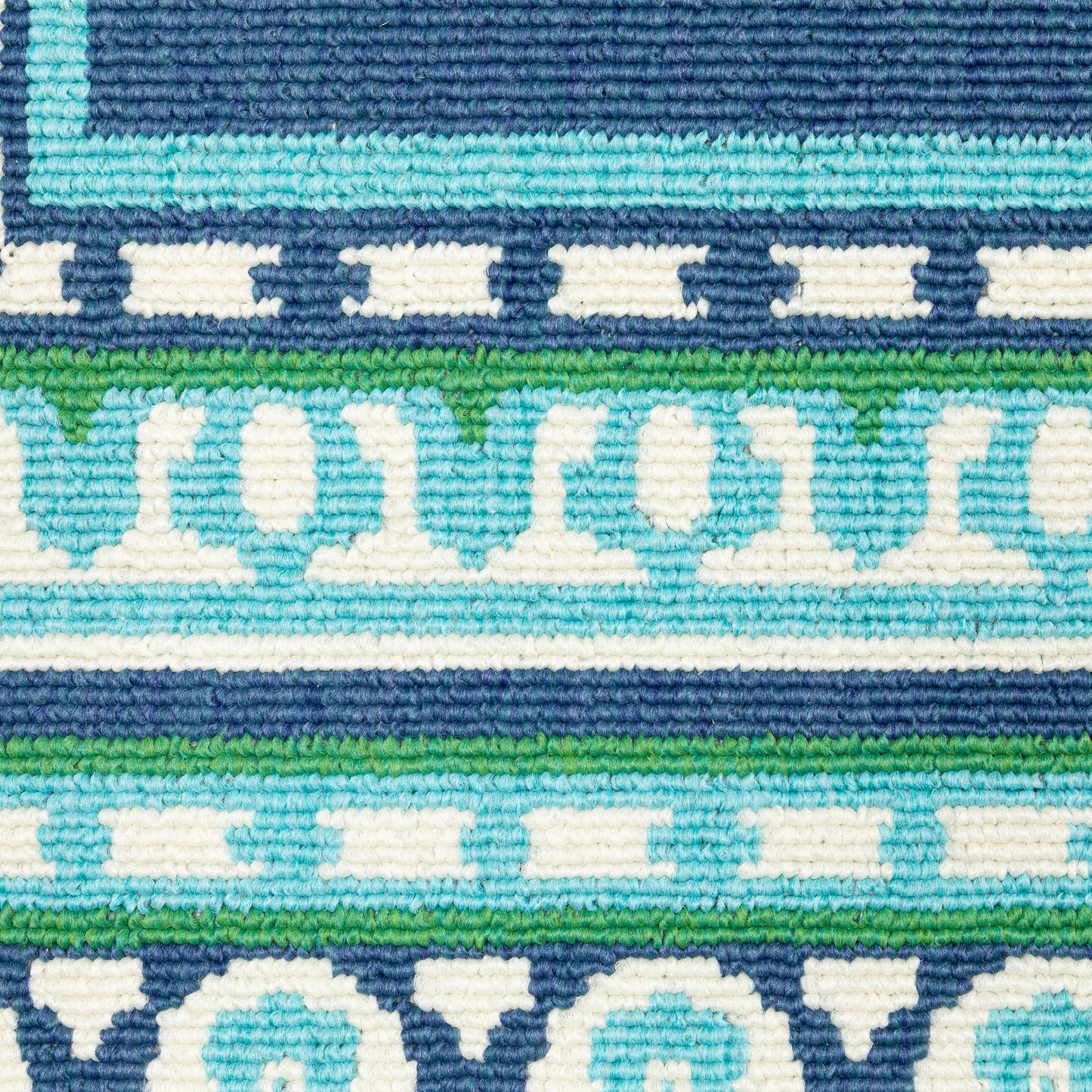 Tapis d'intérieur/extérieur Style Haven Martinque à bordure verte bleu marine ~