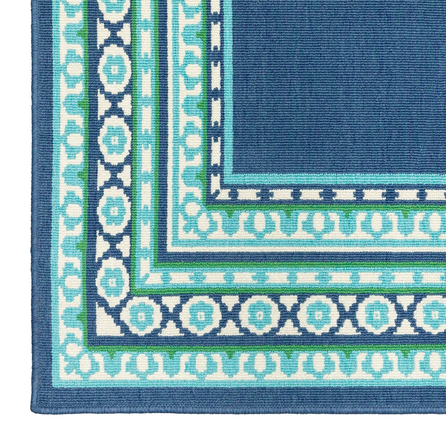 Tapis d'intérieur/extérieur Style Haven Martinque à bordure verte bleu marine ~
