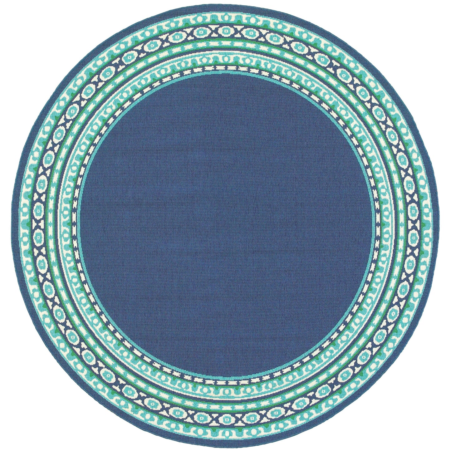Tapis d'intérieur/extérieur Style Haven Martinque à bordure verte bleu marine ~