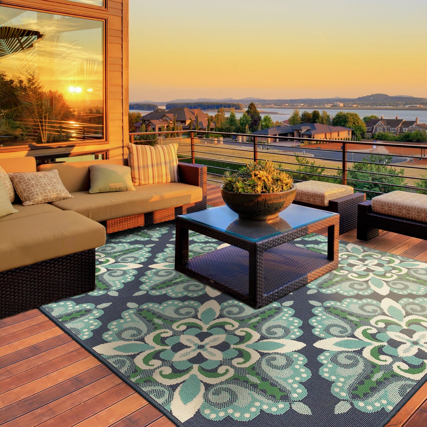 Tapis d'intérieur et d'extérieur Style Haven Martinque Medallion-