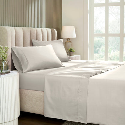 Parure de lit en mélange de coton de qualité supérieure, 1 200 fils au pouce carré, avec poche profonde et couleur unie