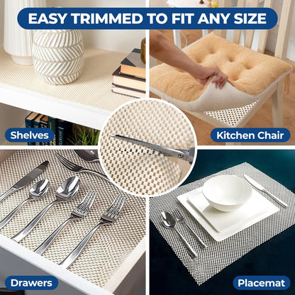 Sous-tapis d'intérieur réversible et antidérapant en mousse Rio de qualité supérieure - Crème