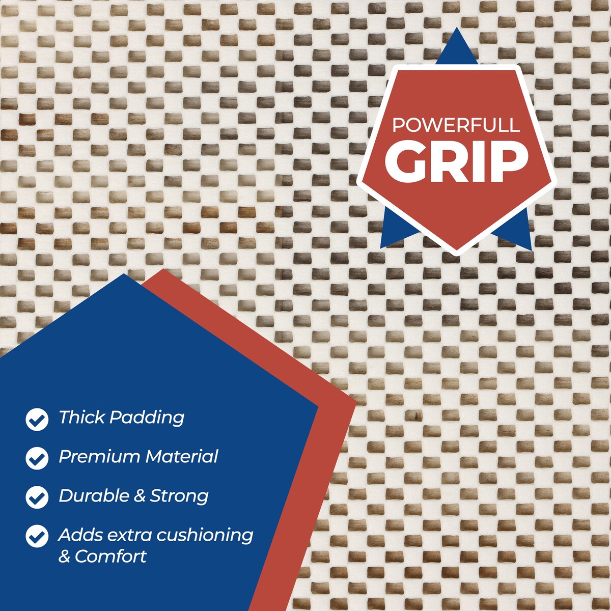 Sous-tapis d'intérieur réversible et antidérapant en mousse Rio de qualité supérieure - Crème