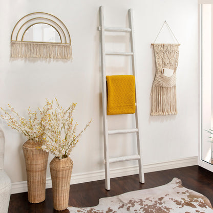 Échelle de rangement rustique Sagebrook Home de 1,8 m de haut, décorative et autoportante, pour le rangement – ​​48 x 5 x 193 cm