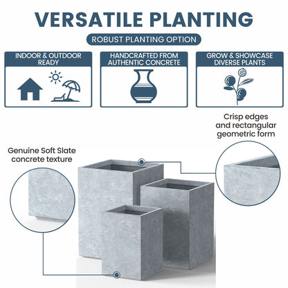 Jardinières rectangulaires en béton de grande taille / Grandes jardinières d'intérieur et d'extérieur