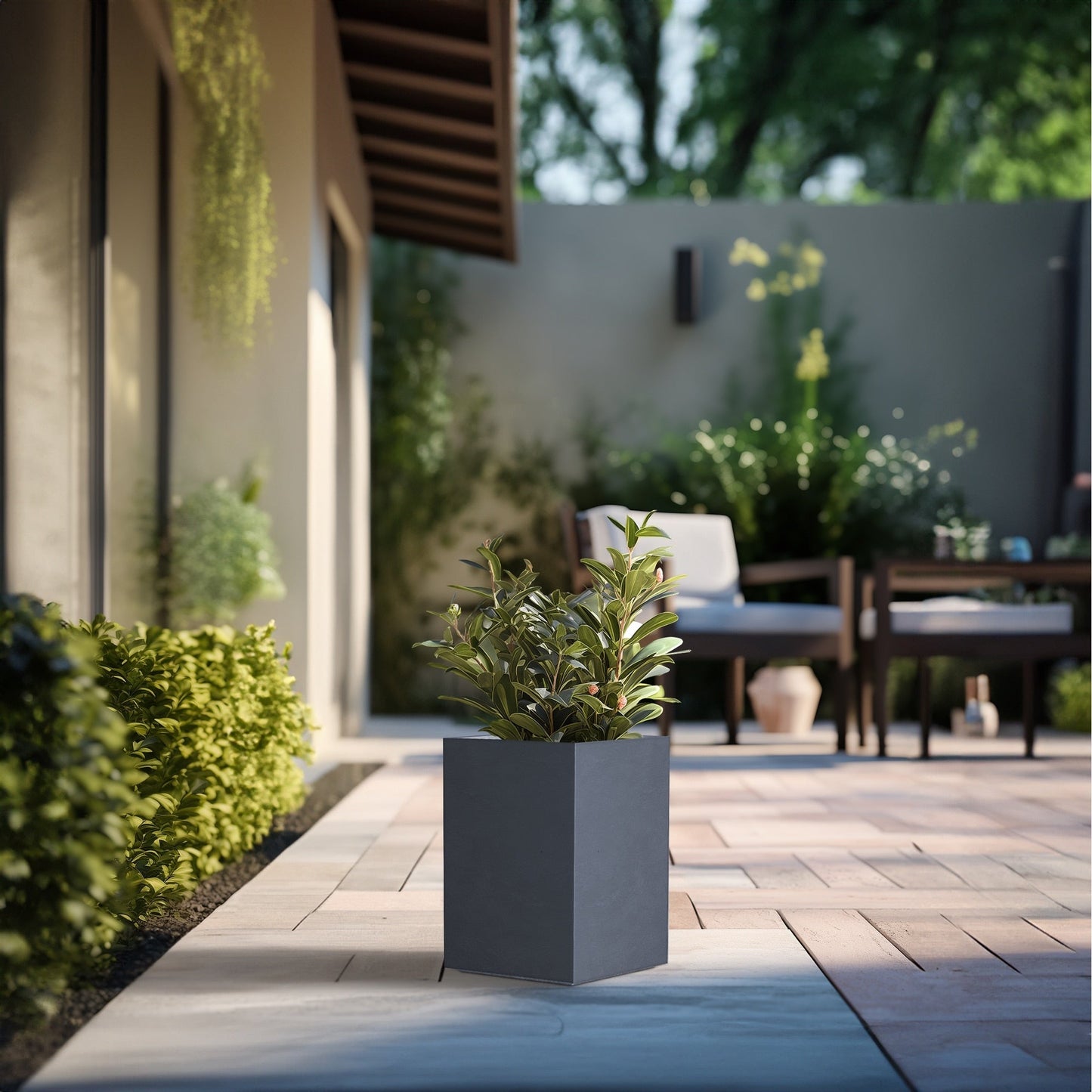 Jardinières rectangulaires en béton de grande taille / Grandes jardinières d'intérieur et d'extérieur