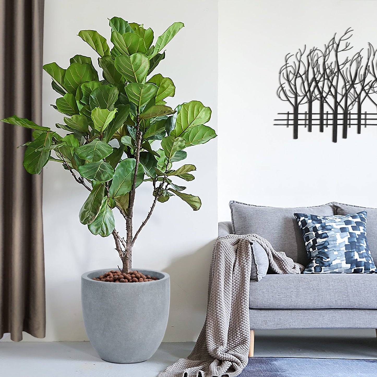 Jardinière ronde conique en MgO, pour l'intérieur et l'extérieur