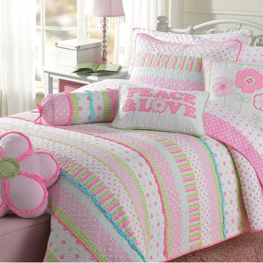 Parure de lit courtepointe en coton rose pastel Taylor &amp; Olive Sunfish