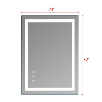 Miroir de salle de bain tactile à LED tricolore avec lumières à intensité variable