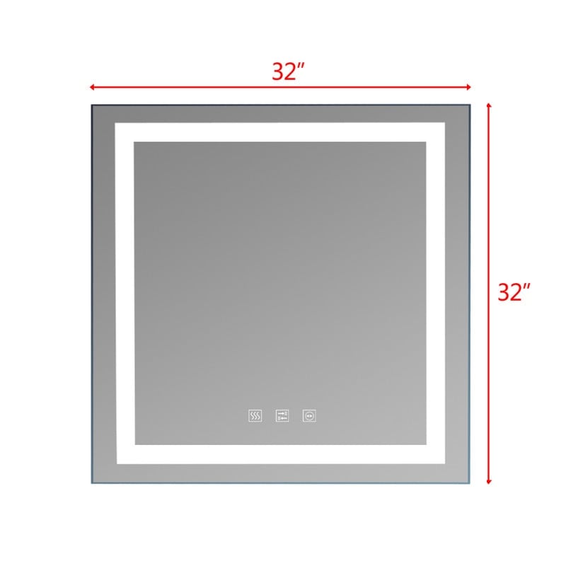 Miroir de salle de bain tactile à LED tricolore avec lumières à intensité variable