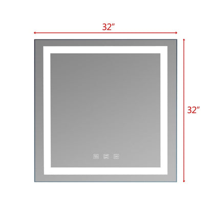 Miroir de salle de bain tactile à LED tricolore avec lumières à intensité variable