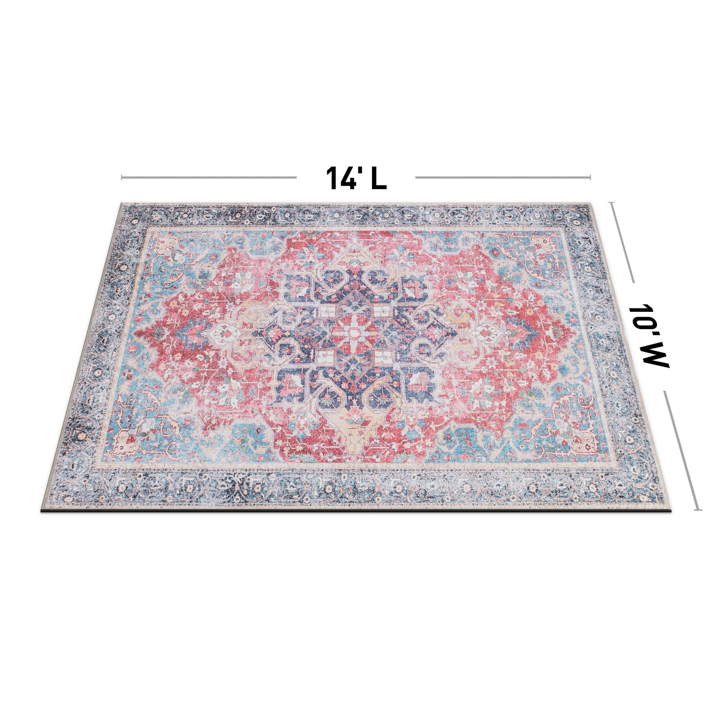 Tapis multi-surfaces traditionnel, vintage et vieilli, lavable en machine