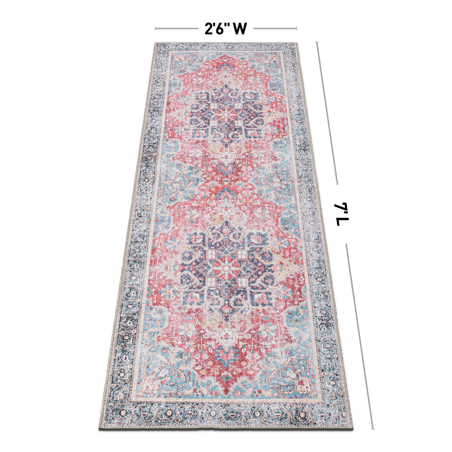 Tapis multi-surfaces traditionnel, vintage et vieilli, lavable en machine