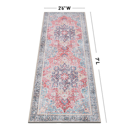 Tapis multi-surfaces traditionnel, vintage et vieilli, lavable en machine