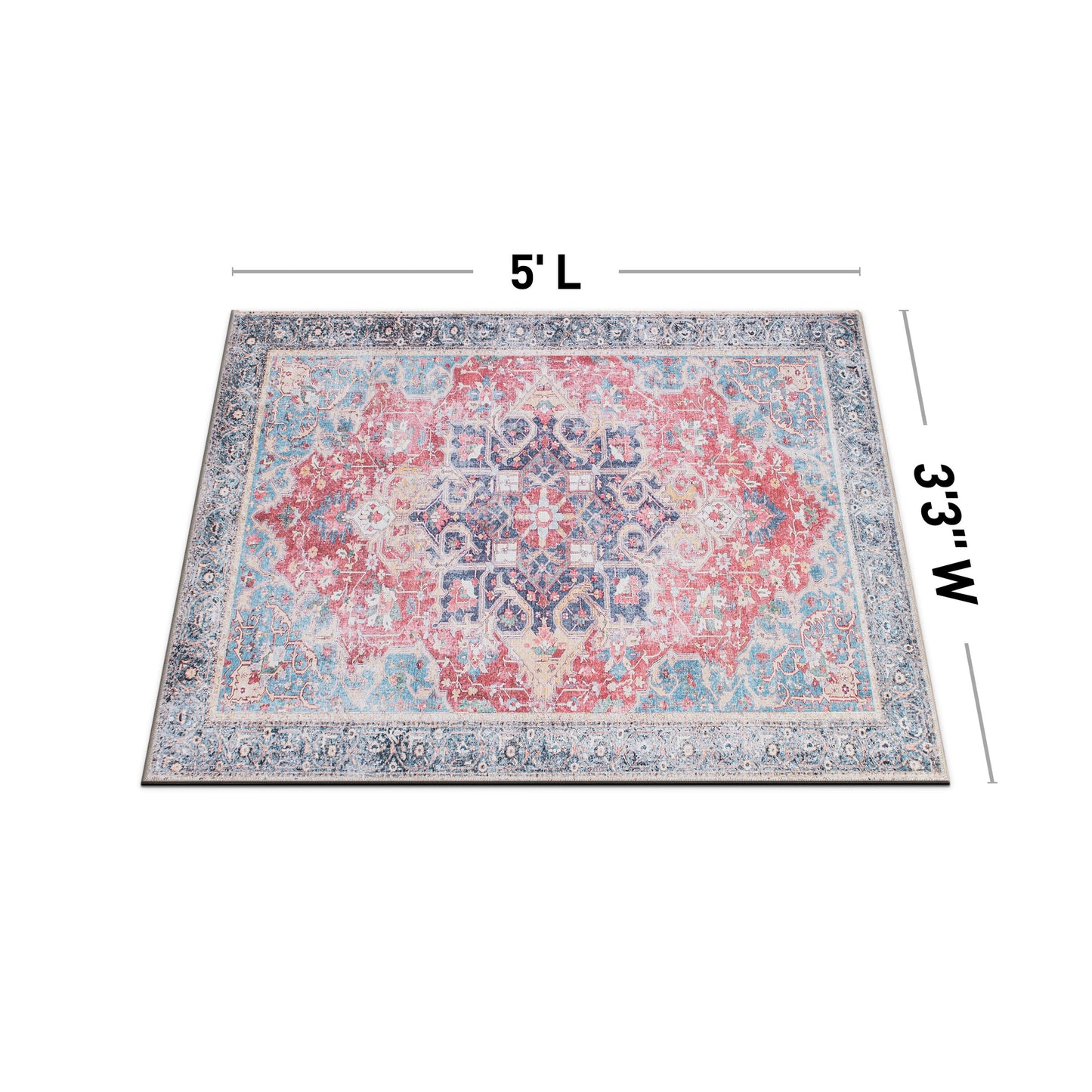 Tapis multi-surfaces traditionnel, vintage et vieilli, lavable en machine