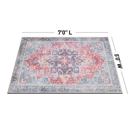 Tapis multi-surfaces traditionnel, vintage et vieilli, lavable en machine