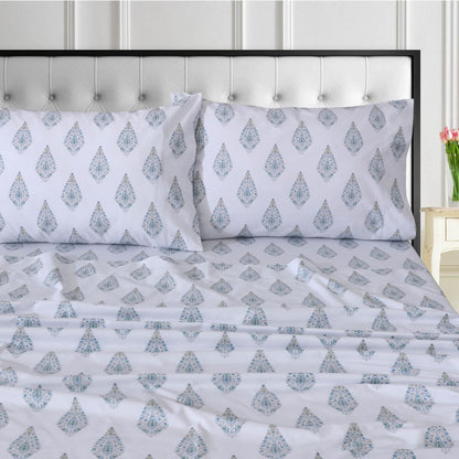 Parure de draps en percale de coton biologique 400 fils Tribeca Living à poches extra profondes