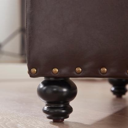 Banc ottoman de rangement capitonné, repose-pieds rectangulaire