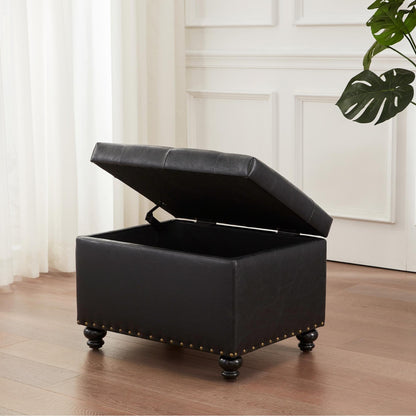 Banc ottoman de rangement capitonné, repose-pieds rectangulaire