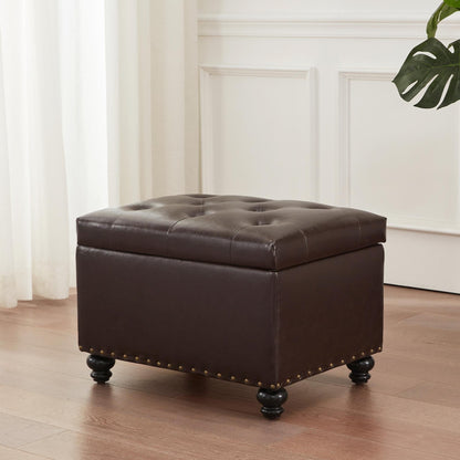 Banc ottoman de rangement capitonné, repose-pieds rectangulaire