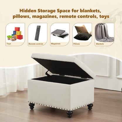 Banc ottoman de rangement capitonné, repose-pieds rectangulaire