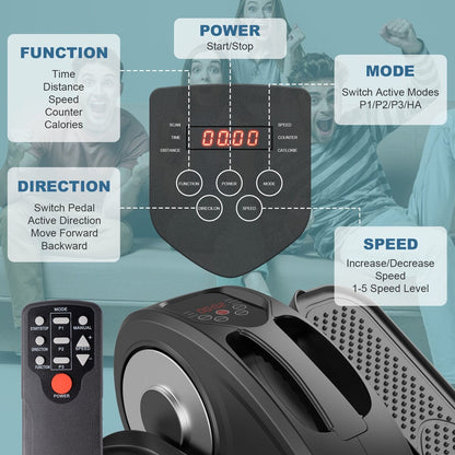 Vélo elliptique sous le bureau, avec télécommande, pédalier assis pour seniors, adultes et adolescents