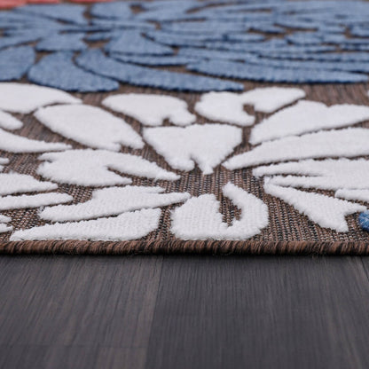 Tapis d'intérieur et d'extérieur à motif floral VILLADECOR, à poils courts et longs, pour terrasse